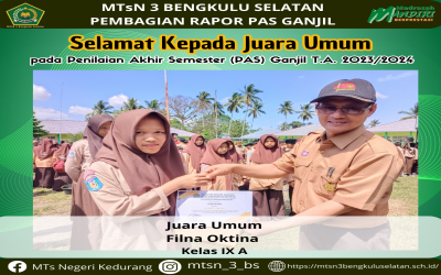 Pembagian Rapor Penilaian Akhir Semester MTsN 3 Bengkulu Selatan, Wardan: Selalu tingkatkan prestasi, namun ibadah harus tetap menjadi nomor satu di hati